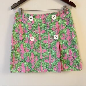 Lilly Pulitzer Pink & Green Giraffe Print Mini Skirt